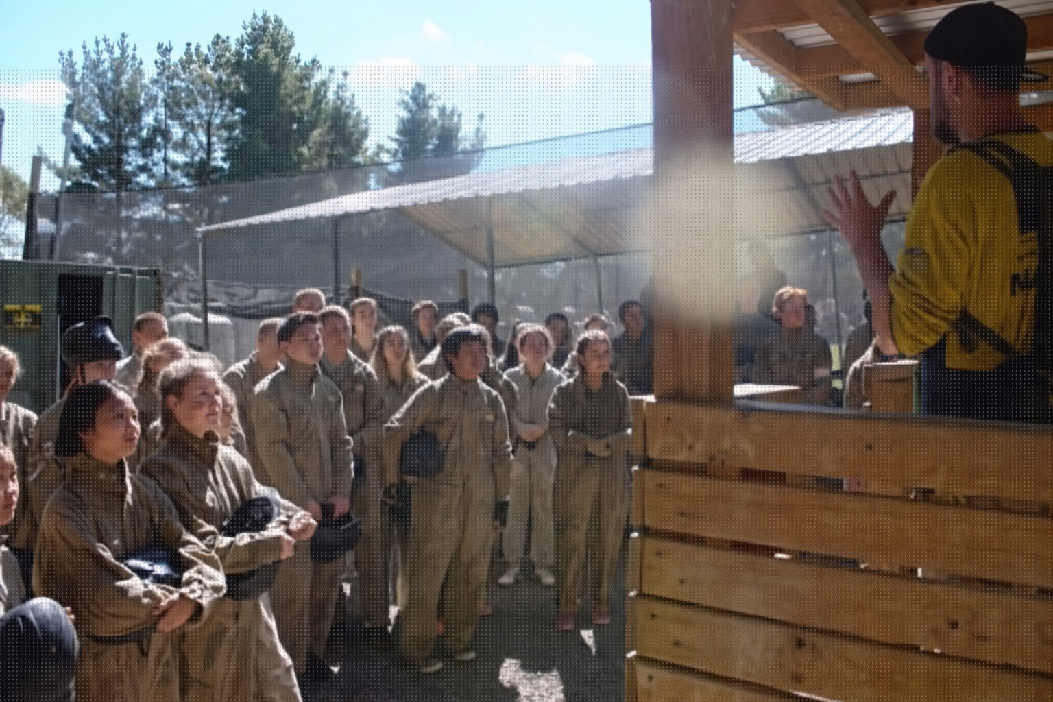 A Delta Force marshal delivering a pre-game safety briefing