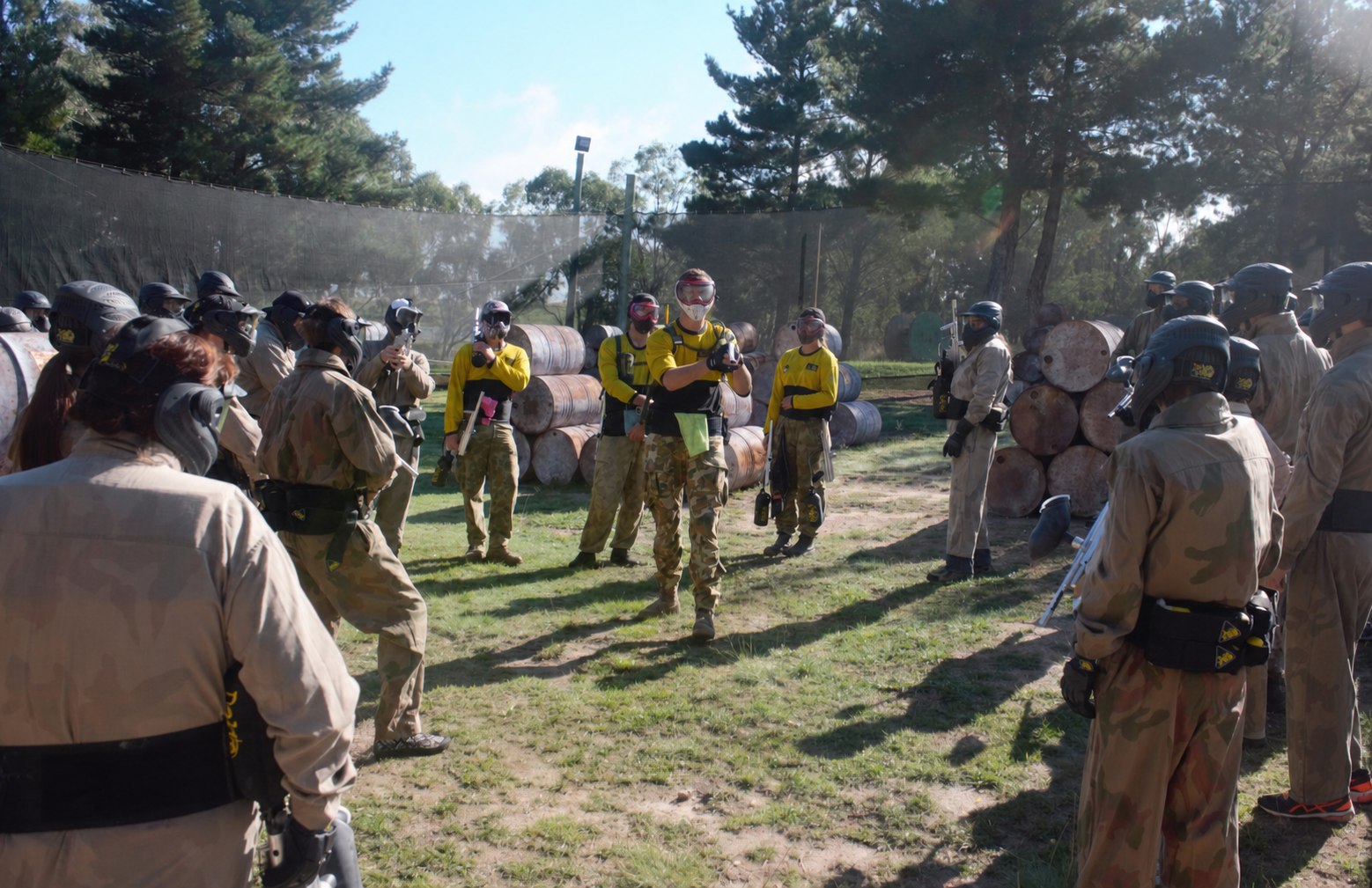 Delta Force marshals supervising players in a game zone